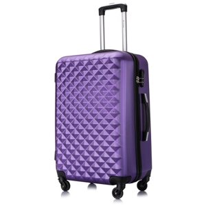 Умный чемодан L'case, пластик, ABS-пластик, рифленая поверхность, опорные ножки на боковой стенке, 63 л, размер M, фиолетовый