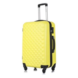 Умный чемодан L'case, пластик, ABS-пластик, рифленая поверхность, опорные ножки на боковой стенке, 81 л, размер M, желтый