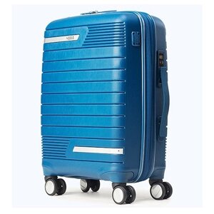 Умный чемодан NEEBO, поликарбонат, опорные ножки на боковой стенке, увеличение объема, встроенные весы, рифленая поверхность, 57.6 л, размер M, синий, голубой