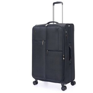 Умный чемодан Torber, текстиль, ABS-пластик, нейлон, увеличение объема, адресная бирка, 85 л, размер L, черный
