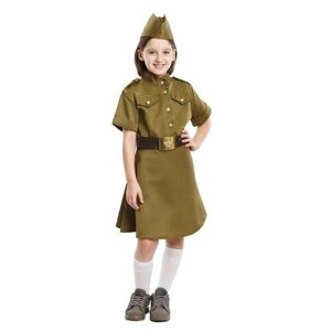 Военная форма платье Великой Отечественной войны с коротким рукавом, 104-116см, 3-5лет