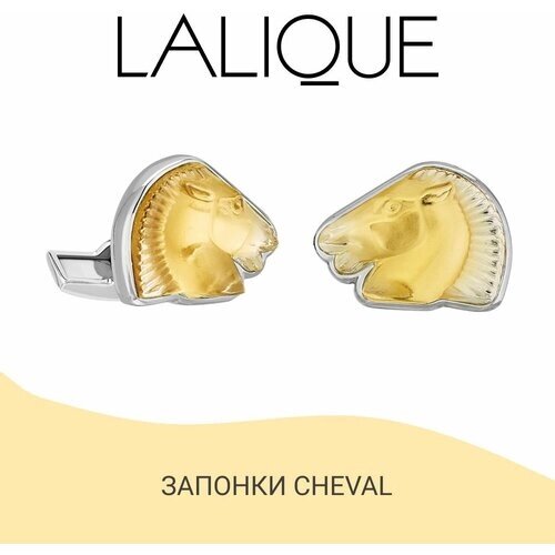 Запонки Lalique, нержавеющая сталь, хрусталь, желтый