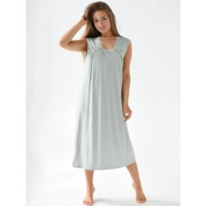 Женская ночная сорочка, на широкой бретели, для сна и дома. Большого размера 62. Цвет синий