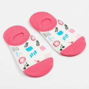 Женские носки Minaku укороченные, размер 36-39, розовый, белый
