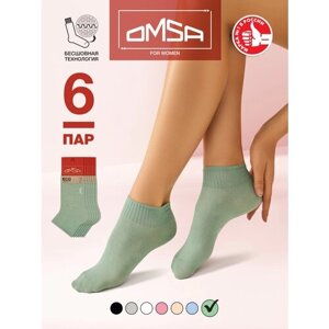 Женские носки Omsa укороченные, 6 пар, размер 25, зеленый