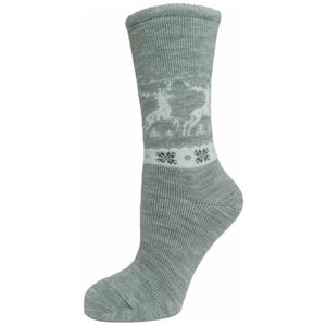 Женские носки Ростекс высокие, на Новый год, утепленные, размер 23-25, серый