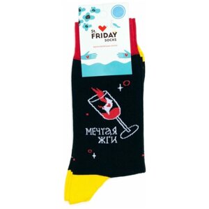 Женские носки St. Friday средние, на Новый год, фантазийные, размер 34-37, черный, красный