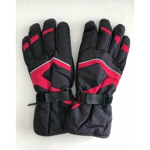Зимние теплые мужские перчатки Cast-Tex дутики на флисовой подкладке, Цвет черный с красным, Размер XL / 8.5, 9, 9.5, 10