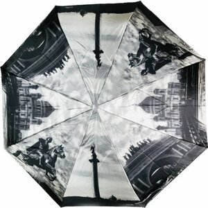 Зонт автомат, 3 сложения, купол 98 см, 8 спиц, для женщин, серый