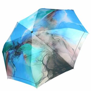 Зонт FABRETTI, автомат, 3 сложения, купол 102 см., 8 спиц, чехол в комплекте, для женщин, голубой