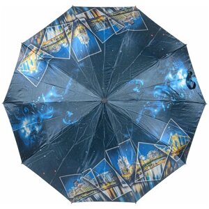 Зонт Frei Regen, полуавтомат, 3 сложения, купол 98 см., 10 спиц, для женщин, синий