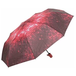 Зонт Rain Lucky, полуавтомат, 3 сложения, купол 94 см., 9 спиц, система «антиветер», для женщин, красный