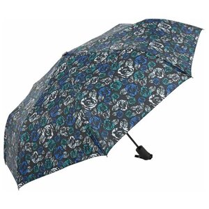 Зонт Rain Lucky, полуавтомат, 3 сложения, купол 98 см., 8 спиц, для женщин, черный