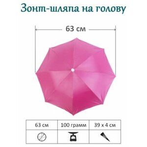 Зонт-шляпка механика, купол 63 см., 8 спиц, розовый