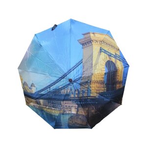 Зонт Sponsa, автомат, 3 сложения, купол 94 см., 9 спиц, система «антиветер», чехол в комплекте, голубой
