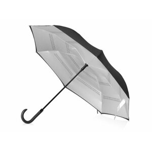 Зонт-трость bumbel, механика, купол 90 см, обратное сложение, для мужчин, серебряный, черный