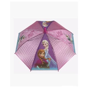 Зонт - трость/ Детский зонтик от дождя GALAXY, полуавтомат, складной, арт. С-513, "Холодное сердце", розовый