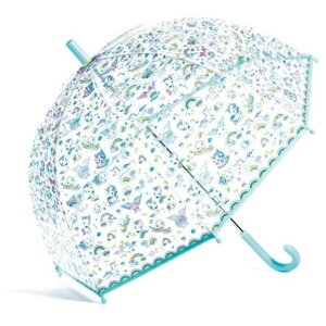 Зонт-трость DJECO, механика, купол 70 см., прозрачный, бесцветный