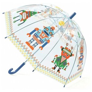Зонт-трость DJECO, механика, купол 70 см., прозрачный, мультиколор