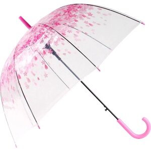 Зонт-трость ЭВРИКА подарки и удивительные вещи, полуавтомат, купол 80 см., 8 спиц, прозрачный, красный, розовый