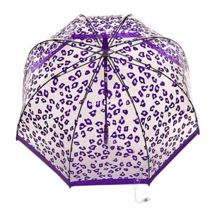Зонт-трость FULTON, механика, купол 84 см., 8 спиц, прозрачный, для женщин, фиолетовый