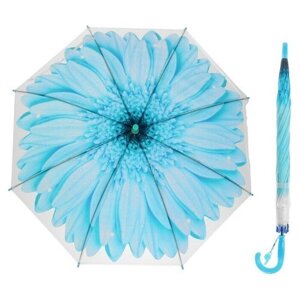 Зонт-трость Funny toys, полуавтомат, купол 90 см., прозрачный, голубой