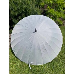 Зонт-трость полуавтомат, 2 сложения, купол 120 см., 24 спиц, чехол в комплекте, серый