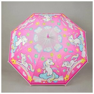 Зонт-трость полуавтомат, для девочек, розовый