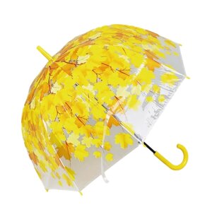 Зонт-трость полуавтомат, купол 80 см, система «антиветер», прозрачный, для женщин, желтый, бесцветный