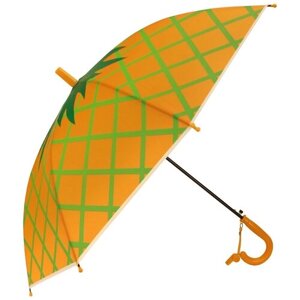Зонт-трость Рыжий кот, полуавтомат, купол 50 см., для девочек, зеленый, оранжевый