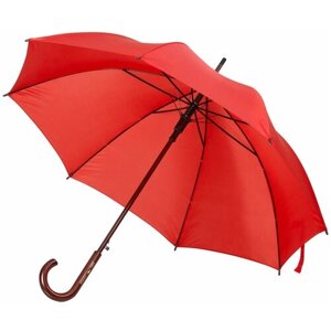 Зонт-трость Unit, полуавтомат, купол 100 см., деревянная ручка, красный