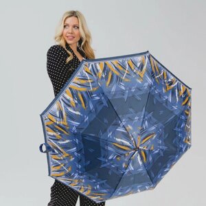 Зонт Zemsa, полуавтомат, 3 сложения, купол 100 см., 8 спиц, система «антиветер», чехол в комплекте, для женщин, синий