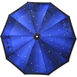 Зонт ZEST, полуавтомат, 3 сложения, купол 110 см., 10 спиц, для женщин, синий