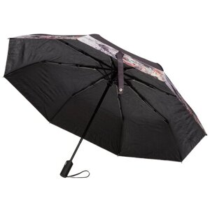 Зонт женский, полный автомат, черный с кантом, HD-U07