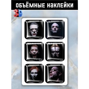 3D наклейки - стикеры / Набор объемных наклеек 6 шт. Группа Rammstein Раммштайн "