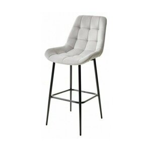 Барный стул хофман, цвет H-09 Светло-серый, велюр / черный каркас
