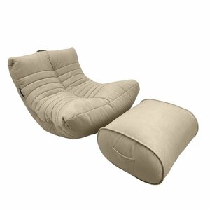 Бескаркасное кресло для отдыха с оттоманкой aLounge - Acoustic Lounge - Eco Weave (Велюр) - лаунж мебель в гостиную, спальню, детскую, офис, на балкон