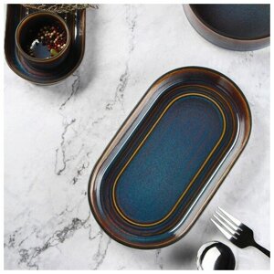 Блюдо фарфоровое овальное Magistro Garland, 2413,72,7 см, цвет синий