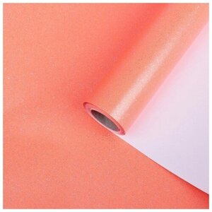 Бумага упаковочная, "Звездная пыль", с блестками, неоновый красный, 0,7x5 м