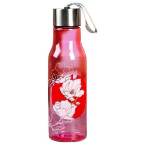 Бутылка для воды SVOBODA VOLI Цветы 650 мл пластик белый/розовый