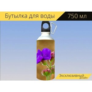 Бутылка фляга для воды "Час земли, цветок, природа" 750 мл. с карабином и принтом