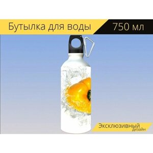 Бутылка фляга для воды "Перец, сладкий перец, желтый" 750 мл. с карабином и принтом