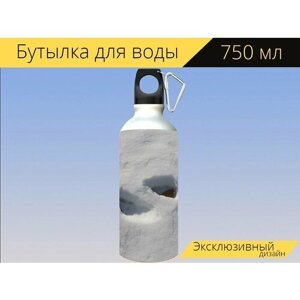 Бутылка фляга для воды "Смысл, снег, снежная тропа" 750 мл. с карабином и принтом
