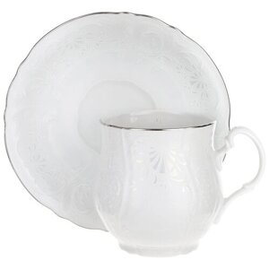 Чашка для чая с блюдцем Деколь (отводка платина) Объем: 310 мл