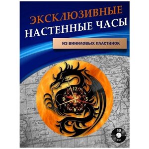 Часы настенные из Виниловых пластинок - Дракон (без подложки)