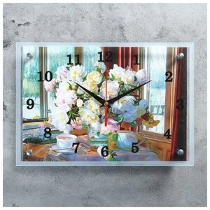 Часы настенные, серия: Цветы, "Цветы в вазе", 25х35 см