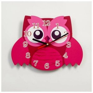 Часы настенные, серия: Детские, "Розовая сова", плавный ход, 24 см