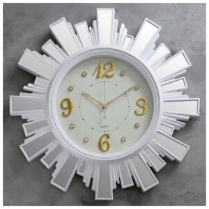 Часы настенные, серия: Интерьер "Лучики Солнца", плавный ход, d-53 см, белые