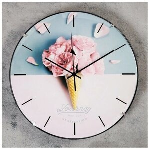 Часы настенные, серия: Интерьер, Розовый рожок, плавный ход, d-30 см