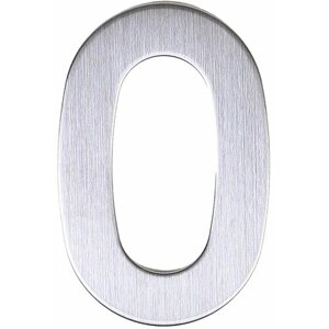 Цифра 0 самоклеящаяся 95х62 мм нержавеющая сталь цвет серебро